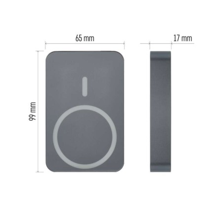 Power bank EMOS Grigio 10000mAh wireless MagSafe e USB-C 20W, compatto e sicuro per viaggi e smartphone | EMOS B0551GY