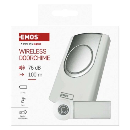 Campanello Senza Fili Bianco 100m 75dB a Batterie | EMOS P5723