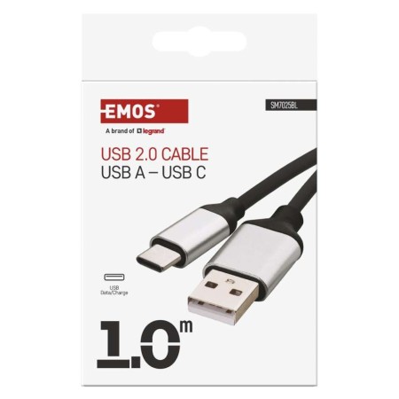 Cavo USB-A a USB-C 1m nero – cavo ricarica e dati USB-C | EMOS SM7025BL