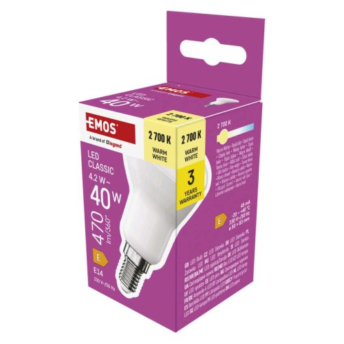 Lampadina LED R50 E14 4.2W (40W) 470lm 2700K Luce Calda | Emos ZQ7E21