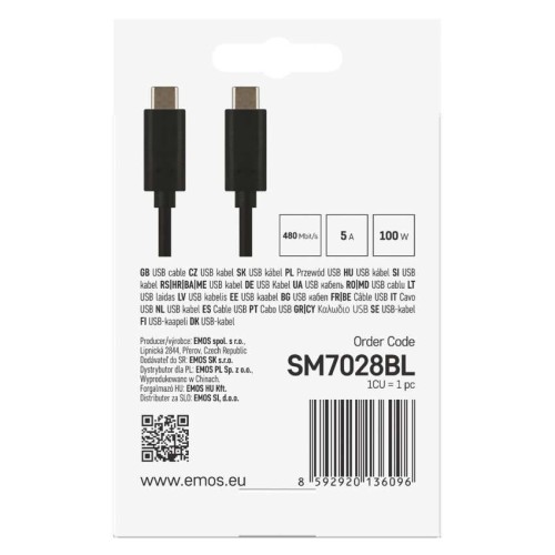 Cavo USB-C 1m 100W a USB-C Nero –... Cavo USB-C 1m 100W a USB-C Nero –...