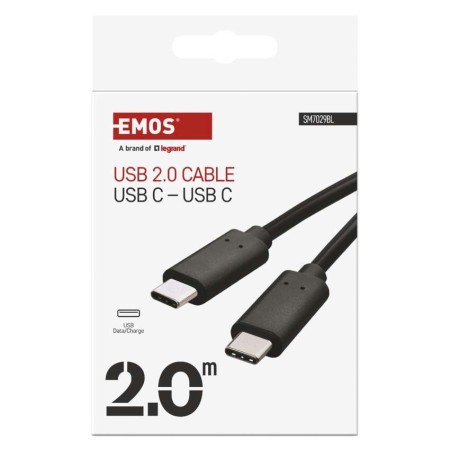 Cavo USB-C 2m 100W a USB-C Nero – Ricarica e Dati | EMOS SM7029BL