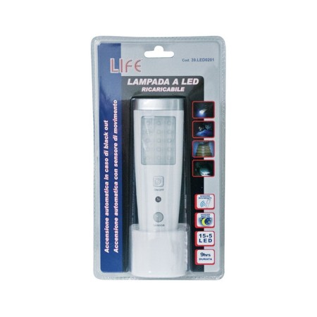 Lampada Emergenza Portatile Ricaricabile con Sensore Movimento 15+5 LED | Life 39.LED0201