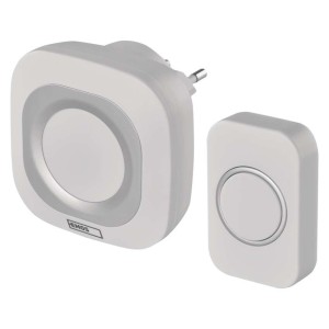 campanello senza fili quadrato bianco argento EMOS P5733W luminoso 150m 110dB