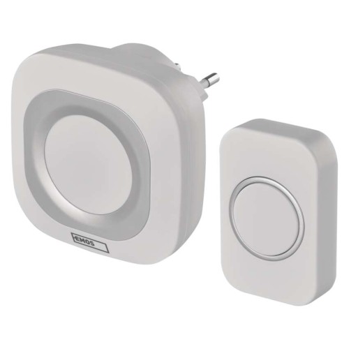 campanello senza fili quadrato bianco argento EMOS P5733W luminoso 150m 110dB