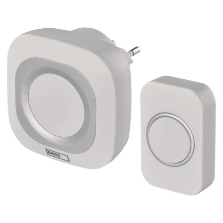 campanello senza fili quadrato bianco argento EMOS P5733W luminoso 150m 110dB campanello senza fili quadrato bianco argento EMOS P5733W luminoso 150m 110dB