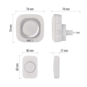 campanello senza fili quadrato bianco argento EMOS P5733W luminoso 150m 110dB 2