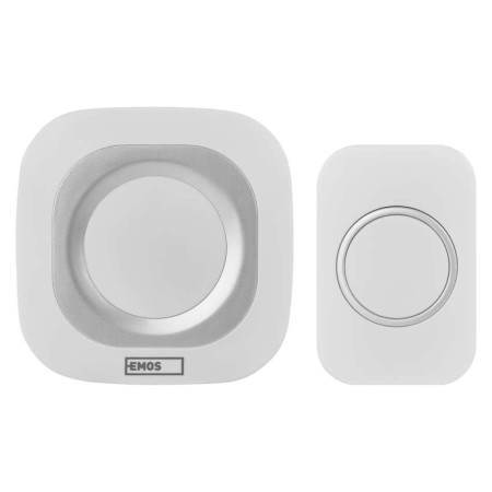 Campanello Senza Fili Quadrato Bianco/Argento | Luminoso 150mt, 110dB, 36 Melodie | EMOS P5733W