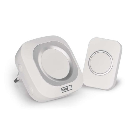 Campanello Senza Fili Quadrato Bianco/Argento | Luminoso 150mt, 110dB, 36 Melodie | EMOS P5733W