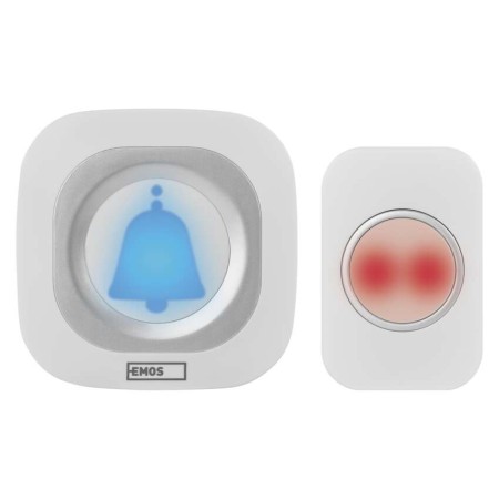 Campanello Senza Fili Quadrato Bianco/Argento | Luminoso 150mt, 110dB, 36 Melodie | EMOS P5733W