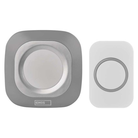 Campanello Senza Fili Quadrato Argento | Luminoso 150mt, 110dB, 36 Melodie | EMOS P5733S