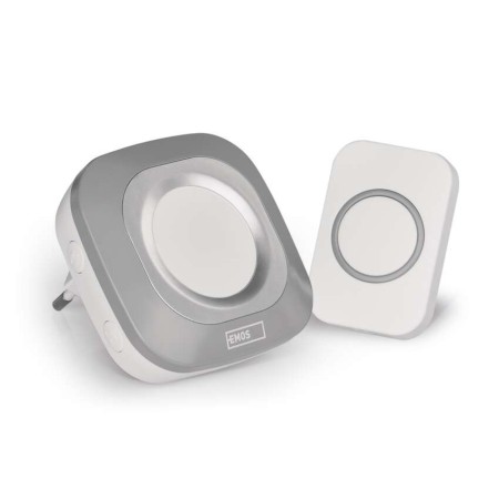 Campanello Senza Fili Quadrato Argento | Luminoso 150mt, 110dB, 36 Melodie | EMOS P5733S