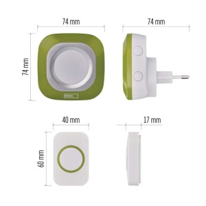 campanello senza fili quadrato verde EMOS P5733G luminoso 150m 110dB 2