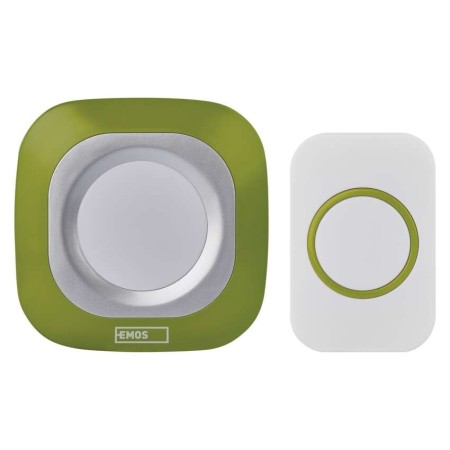 Campanello Senza Fili Quadrato Verde | Luminoso 150mt, 110dB, 36 Melodie | EMOS P5733G