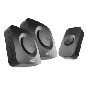 campanello senza fili nero emos p5730 180m 52 melodie 2 ricevitori