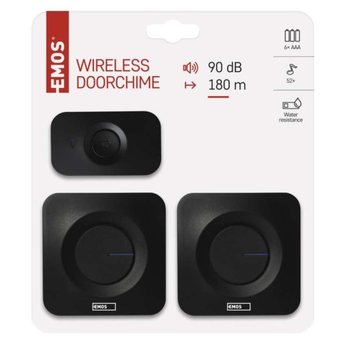 Campanello Senza Fili Nero 180m 52... Campanello Senza Fili Nero 180m 52...