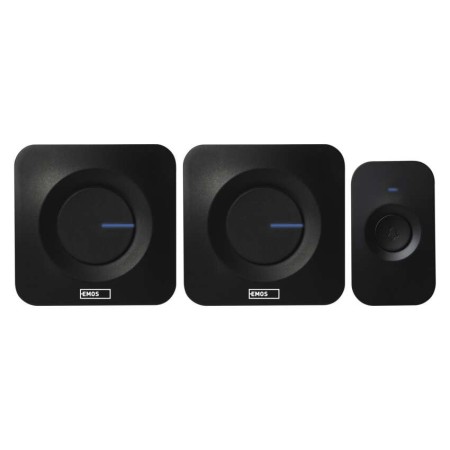 Campanello Senza Fili Nero 180m 52 Melodie 2 Ricevitori | EMOS P5730