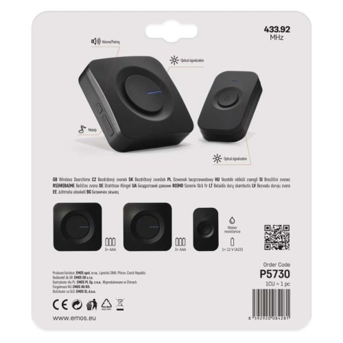 Campanello Senza Fili Nero 180m 52... Campanello Senza Fili Nero 180m 52...