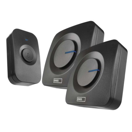 Campanello Senza Fili Nero 180m 52 Melodie 2 Ricevitori | EMOS P5730