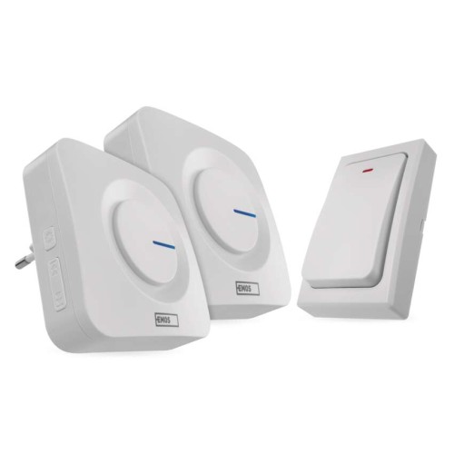 campanello senza fili bianco emos p5731 2 ricevitori pulsante senza batterie