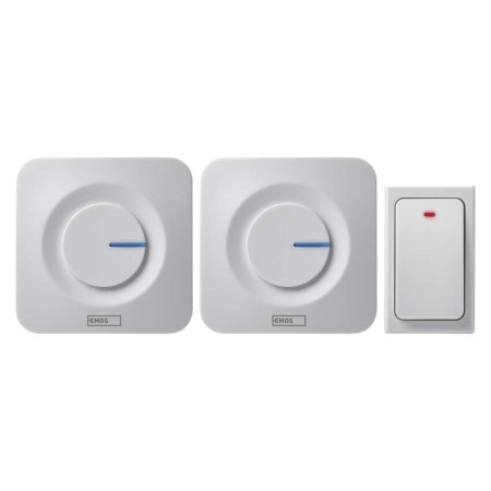 Campanello Senza Fili Bianco 180m 2 Ricevitori Pulsante Senza Batterie | EMOS P5731
