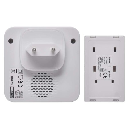 Campanello Senza Fili Bianco 180m 2 Ricevitori Pulsante Senza Batterie | EMOS P5731