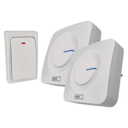 Campanello Senza Fili Bianco 180m 2 Ricevitori Pulsante Senza Batterie | EMOS P5731