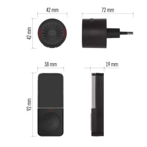 campanello senza fili tondo nero EMOS P5734B 2