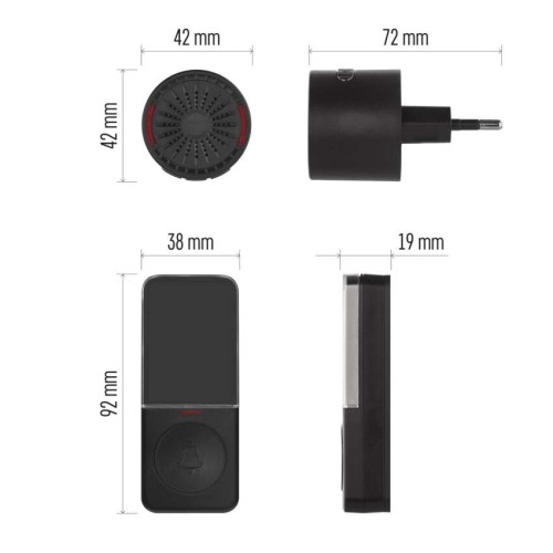 Campanello Senza Fili Tondo Nero |... Campanello Senza Fili Tondo Nero |...