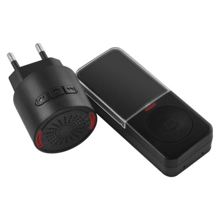 Campanello Senza Fili Tondo Nero | 150m, 85dB, Pulsante IP56 | EMOS P5734B