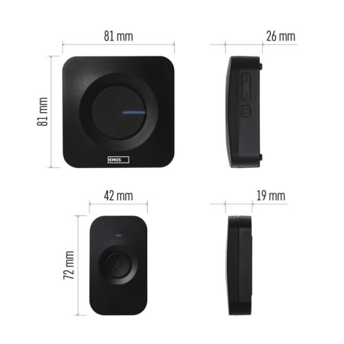 Campanello Senza Fili Nero Quadrato |... Campanello Senza Fili Nero Quadrato |...