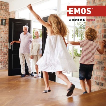 Campanello Senza Fili Nero Quadrato | 180m, 90dB, 52 Melodie, Alimentazione a Batterie | EMOS P5728