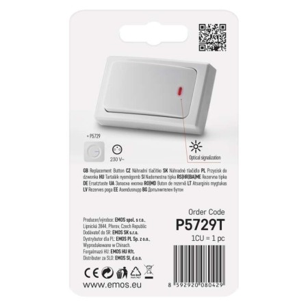 Pulsante Ricambio Campanello Senza Fili EMOS P5729T | IP44