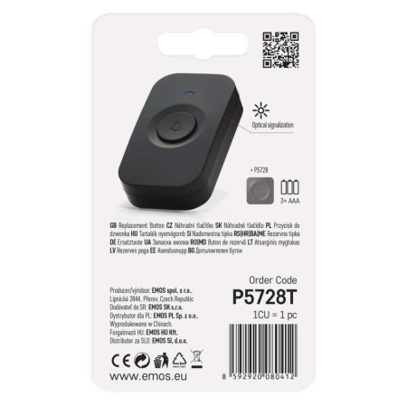 Pulsante Ricambio Campanello EMOS P5728T | Compatibile EMOS P5728 e P5730 | IP56