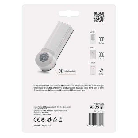 Pulsante Senza Fili Bianco EMOS P5723T | Ricambio per Campanello P5723