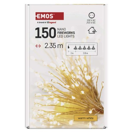 Catena NANO LED FIREWORKS: 150 LED Caldi, Timer, Interno | EMOS D3AW08
