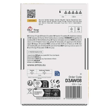 Catena NANO LED FIREWORKS: 150 LED Caldi, Timer, Interno | EMOS D3AW08