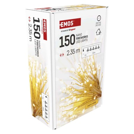 Catena NANO LED FIREWORKS: 150 LED Caldi, Timer, Interno | EMOS D3AW08