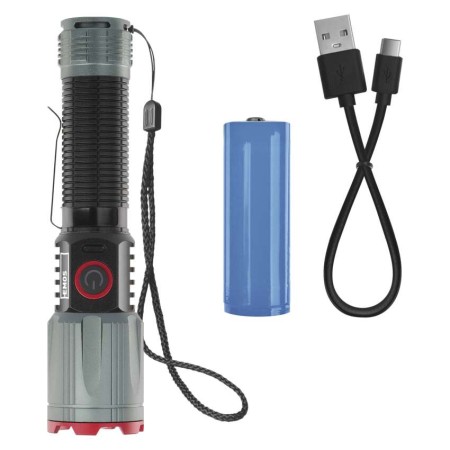 Torcia LED Ricaricabile Potente 1200 Lumen Powerbank USB Zoom Alluminio | EMOS P3121