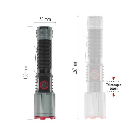 Torcia LED Ricaricabile Potente 1200 Lumen Powerbank USB Zoom Alluminio | EMOS P3121