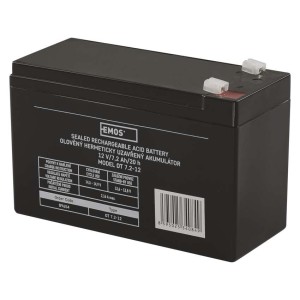 Batteria piombo 12V 7Ah AGM EMOS B9654 ricaricabile con terminali faston 4.7mm per allarme UPS gruppo continuità