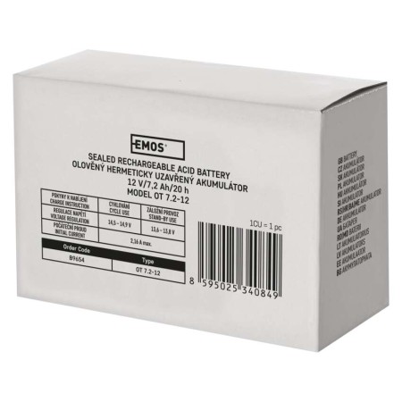 Batteria Piombo 12V 7Ah AGM Ricaricabile Allarme UPS Gruppo Continuità Faston 4.7mm | EMOS B9654