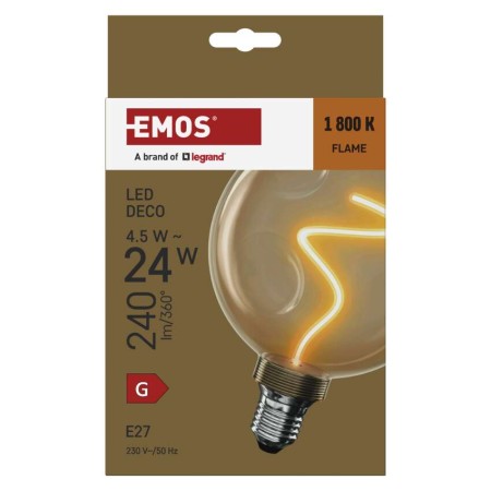 Lampadina LED Decorativa E27 Globo 125mm 1800K 4.5W Ambra | EMOS Z50B11