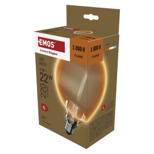 Lampadina LED decorativa E27 G130 OA perimetrale arancione 1800K EMOS