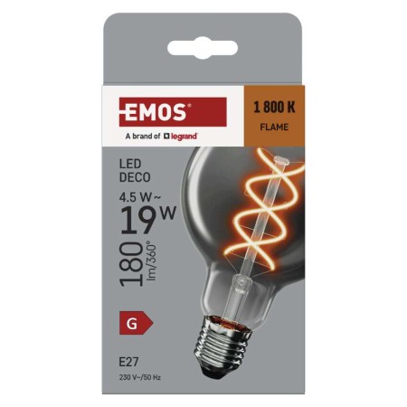 Lampadina LED Decorativa E27 DNA G95 4.5W 1800K Vetro Fumé Smoked | EMOS Z52311