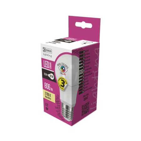 LAMPADINA LED E27 10W 2700K GOCCIA CRI+95 EMOS ZQ5147