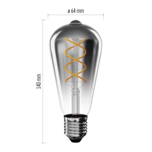 Lampadina LED decorativa E27 ST64 vetro fumé filamento spirale 1800K flame EMOS vintage 2