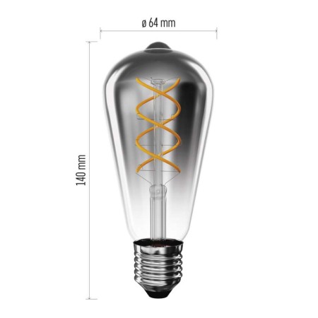 Lampadina LED Decorativa E27 ST64 4.5W 1800K Flame Vetro Fumé Smoked 180lm | EMOS Z57311