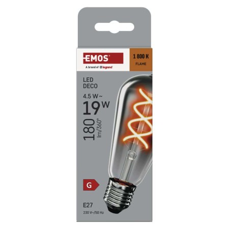 Lampadina LED Decorativa E27 ST64 4.5W 1800K Flame Vetro Fumé Smoked 180lm | EMOS Z57311