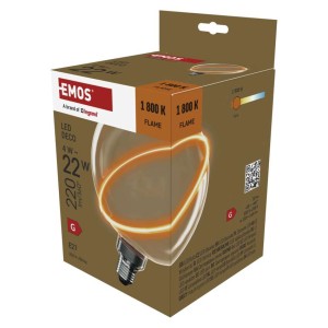 Lampadina LED decorativa E27 G130 vetro ambra dorato filamento loop circolare 1800K EMOS vintage